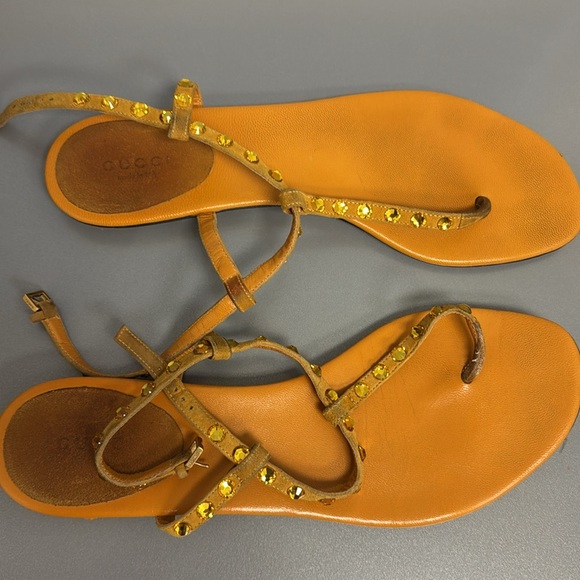 Gucci Crystal Leather Sandals - Picture 6 of 11